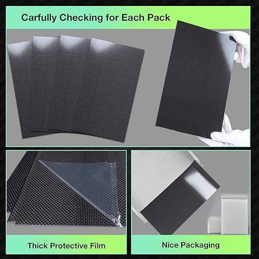 400x500x6mm 100% 3K Carbon Fiber Sheet, Glossy Plain Weave Carbon Fiber Panel, Real Carbon Fiber Board for DIY, Car Models, RC Drones, Wallets, Repair Projects