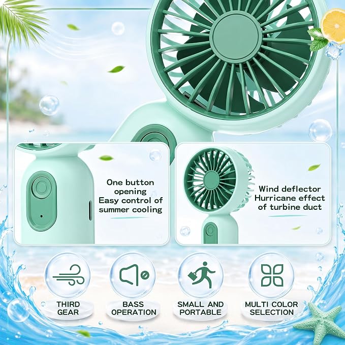 Rossesay 6 Pcs Mini Portable Fan Bulk Cute Handheld Lightweight Small Little Personal Hand Eyelash Fan 3 Speeds USB Rechargeable for Women Men Indoor Outdoor Makeup Travel (Pastel)