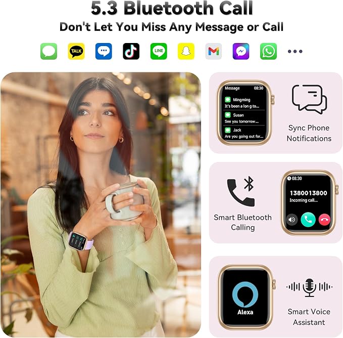 Smart Watch for Men Women(Answer/Make Call), 1.83" Fitness Watch with Heart Rate/Blood Pressure/Blood Oxygen, Pedometer, Sleep Tracker,120+ Sport Modes, IP68 Waterproof Fitness Tracker for Android iOS