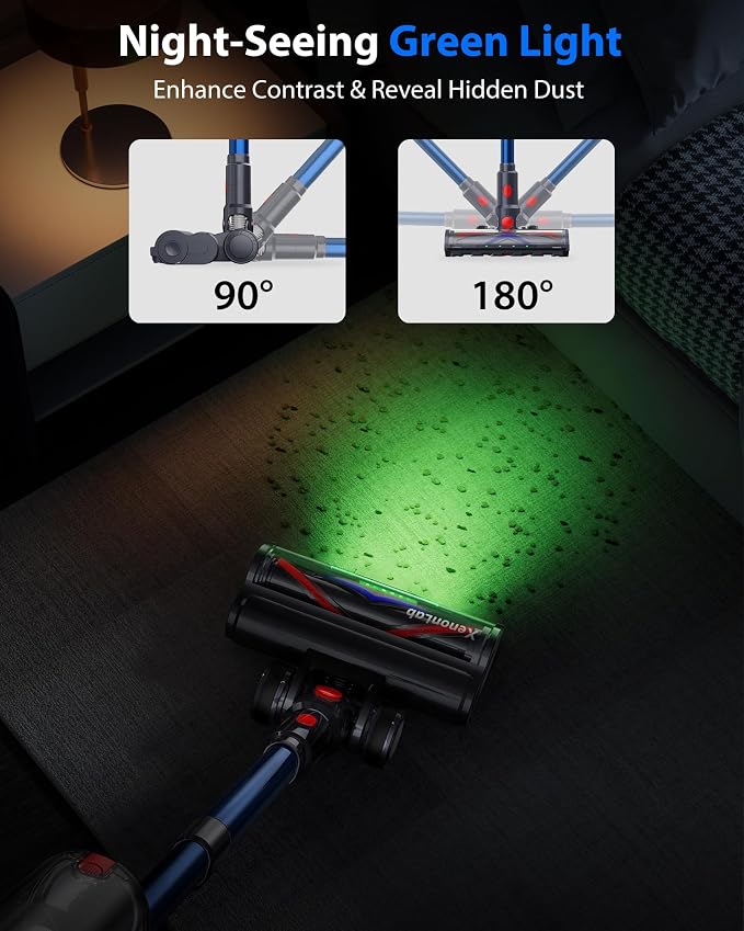 Cordless Vacuum Cleaner, 75Mins/55KPa/650W Freestanding Stick Vacuum Cleaners for Home, Rechargeable, Lightweight, Cone Filtration&Anti-Tangle,Hardwoods, Pet Hair
