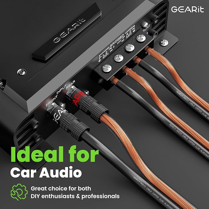 GEARit Speaker Wire 12 Gauge 100 ft,Speaker Cable with Foot Markers & Polarity Markings,12 Gauge Wire for Car Audio & Home Theater Speakers,Audio Cable for DIY Installations,CCA(Black Clear)