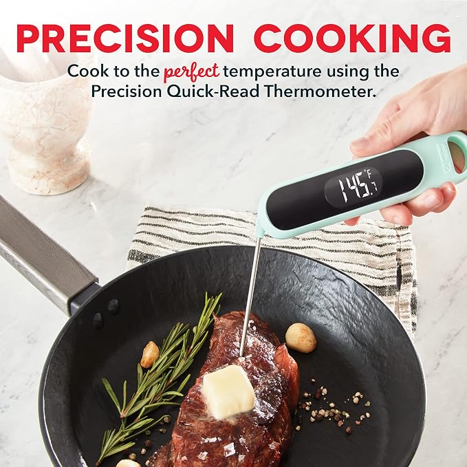 Dash Precision Quick-Read Thermometer - Meat Temperature Probe with LCD Display for Fast, Accurate Cooking and Baking - Water Resistant and Easy to Clean - Aqua