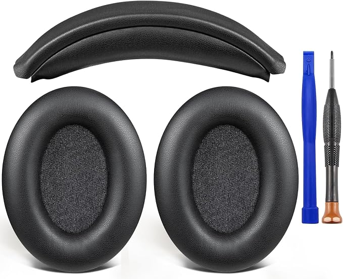 SOULWIT Replacement Kit for Sony WH-1000XM3 Headphones, Replacement Ear Pads Cushions + Headband Repair Part - Black
