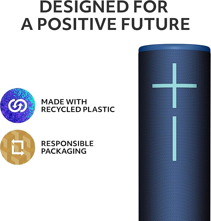 Ultimate Ears MEGABOOM 4 Portable Waterproof Bluetooth Speaker, 360-Degree Sound, Thundering Bass, 147ft Range, 20-Hour Battery, Floating Speaker - Blue (Renewed)