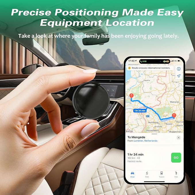 GPS Tracker for Vehicles.Mini Hidden Magnetic GPS Tracker for Vehicles - Full Global Coverage, No Subscription or SIM Card Required - Perfect for Cars, Assets, Pets, Kids, and Seniors!(Black Circle)