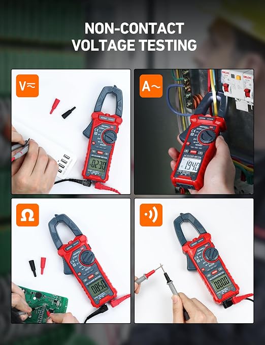 AstroAI Digital Clamp Meter Multimeter 2000 Counts Amp Voltage Tester Auto-ranging with AC/DC Voltage, AC Current, Resistance, Capacitance, Continuity, Live Wire Test, NCV, Blue (Pack of 2)