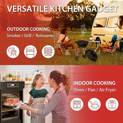 Smart Meat Thermometer Digital Instant Read Wireless Cooking Thermometer for BBQ Grill Air Fryer, Gifts for Men, Kitchen Essentials Gadgets Grilling Accessories, Stocking Stuffers Food Thermometers