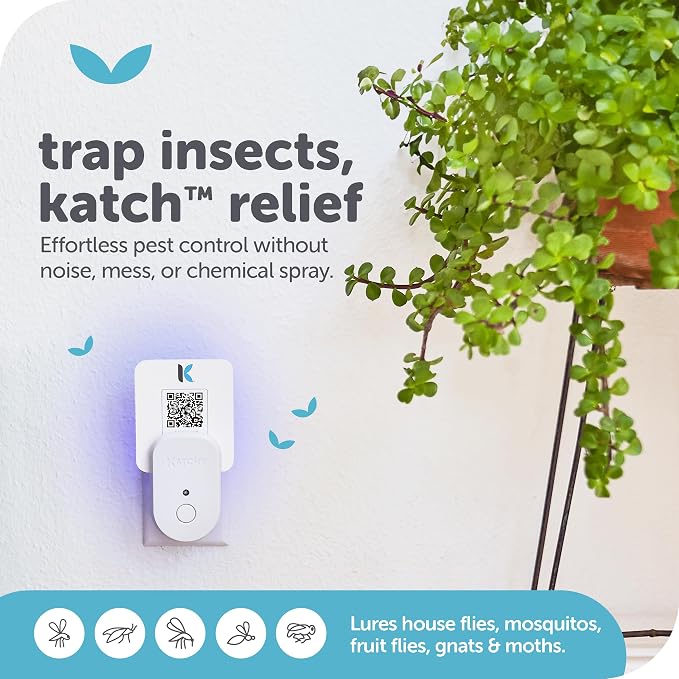 Katchy Plug-in Bug Trap Indoor – Fly Catcher for Mosquito, Gnat, Fruit Fly & Small Moth – Blue Light, Chemical-Free & Eco-Friendly – All Indoor Areas: Kitchen, Living Room & Plants (1 Pack)
