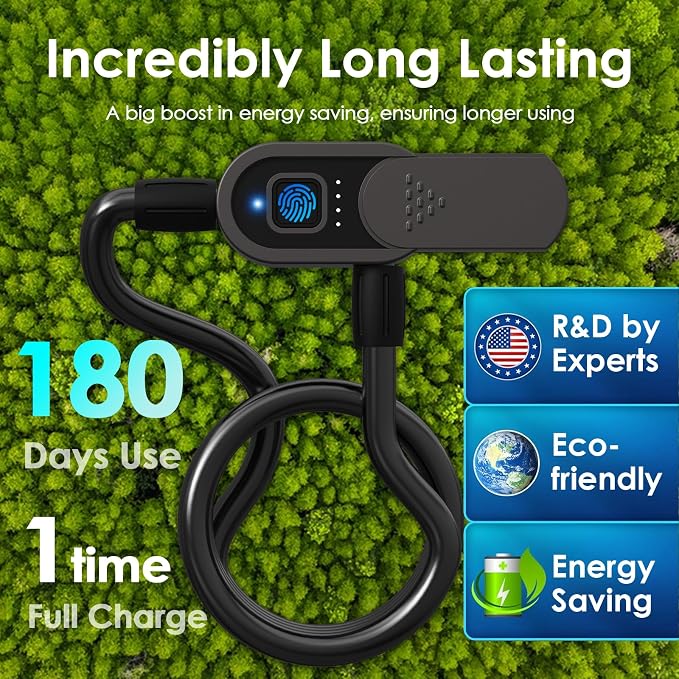 Fingerprint Bike Cable Lock, eLinkSmart 59'' Waterproof Heavy Duty Electric Smart Cable Lock with Key App iWatch Unlock for Bicycle Scooter Motorcycle Door Fence Gate Phone