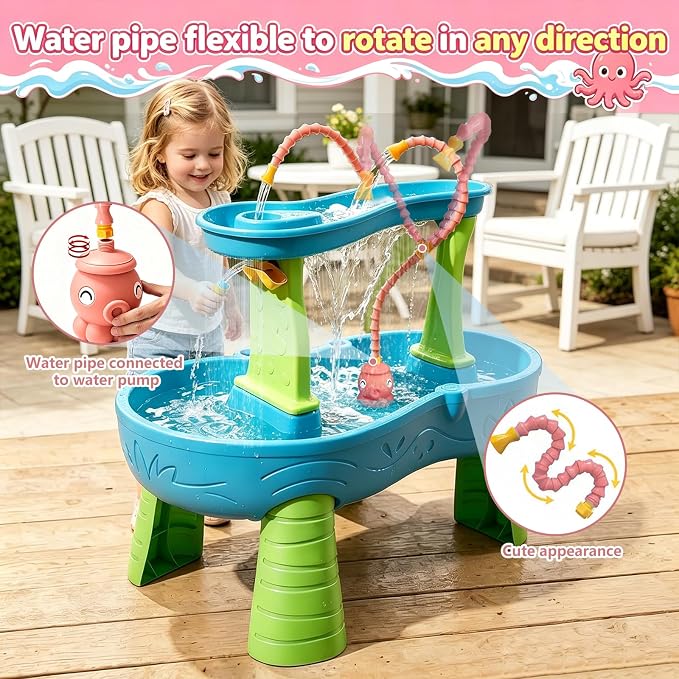 okcool Rechargeable Water Table Pump with Huge Water Output,Water Flow Rate up to 8L/min (2.11 GPM),Kids Sand Water Play Pump,Octopus-Shaped Design,Suitable for Most Water Table on the Market