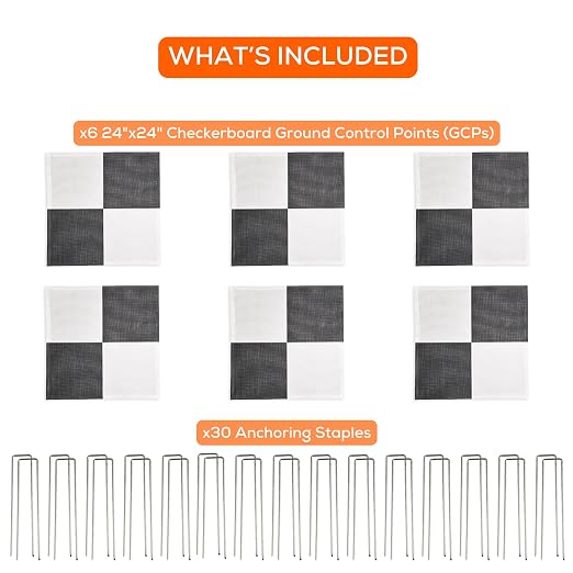 Sky High Bull's-Eye (24"x24") Degradable Drone Ground Control Point GCP with 30 Staples (Black/White Checkerboard) | Aerial Targets for Drone Mapping & Surveying | Compatible with DroneDeploy & Pix4D