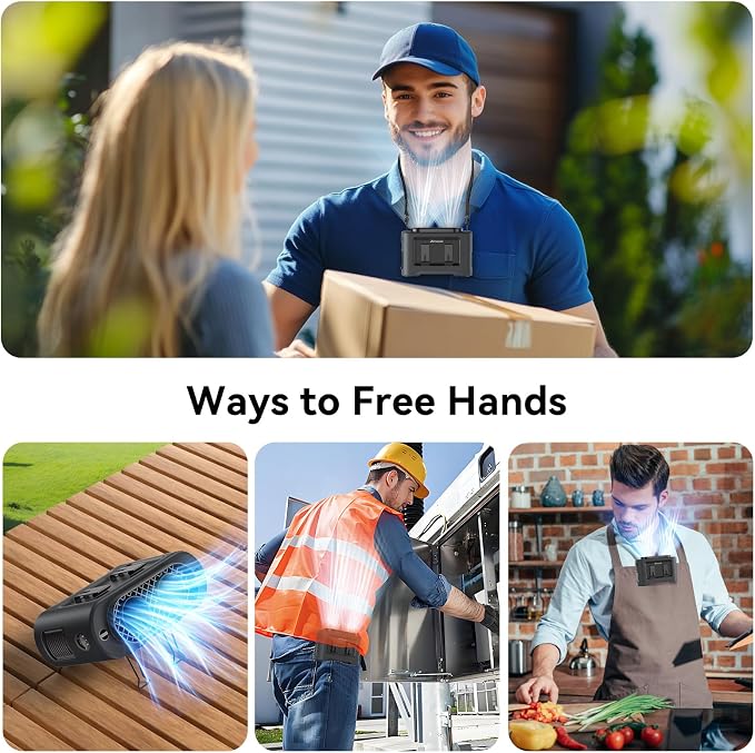 14500mAh Portable Waist Fan, Gifts for Husband Dad Him Men, Shirt Wearable Belt Clip on Fan for Blue Collar Outdoor Worker, Rechargeable Full Body Cooling, Fishing Hiking Camping Essentials 2026