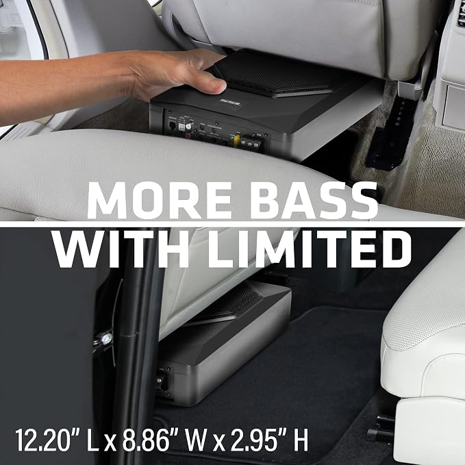 Sound Storm Laboratories US8K 8 Inch Under Seat Powered Car Audio Subwoofer - 800 Watts Max, Low Profile, Built in Amplifier, for Truck, Boxes and Enclosures, Remote Subwoofer Control