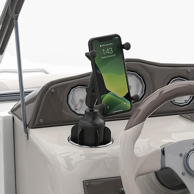 RAM MOUNTS X-Grip Phone Holder with Composite Double Socket Arm (Medium) Compatible with RAM B Size 1" Ball Components (Large Phones) RAP-HOL-UN10B-201U
