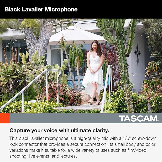 Tascam TM-10LB Lavalier Microphone, Black