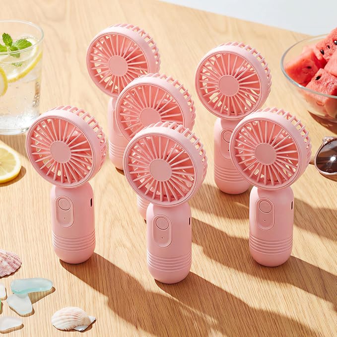 Rossesay 72 Pcs Mini Portable Fan Bulk Cute Handheld Lightweight Small Little Personal Hand Eyelash Fan 3 Speeds USB Rechargeable for Women Men Indoor Outdoor Makeup Travel (Pink)