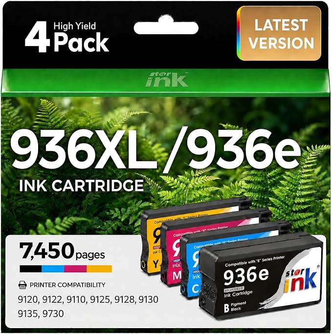 936e 936XL Ink Cartridges Combo Pack Replacement for HP 936 Ink Cartridges for HP Printers Compatible with HP OfficeJet Pro 9125e 9120e 9730e 9135e 9130e 9120b 9110b 9130b Printer,4-Pack
