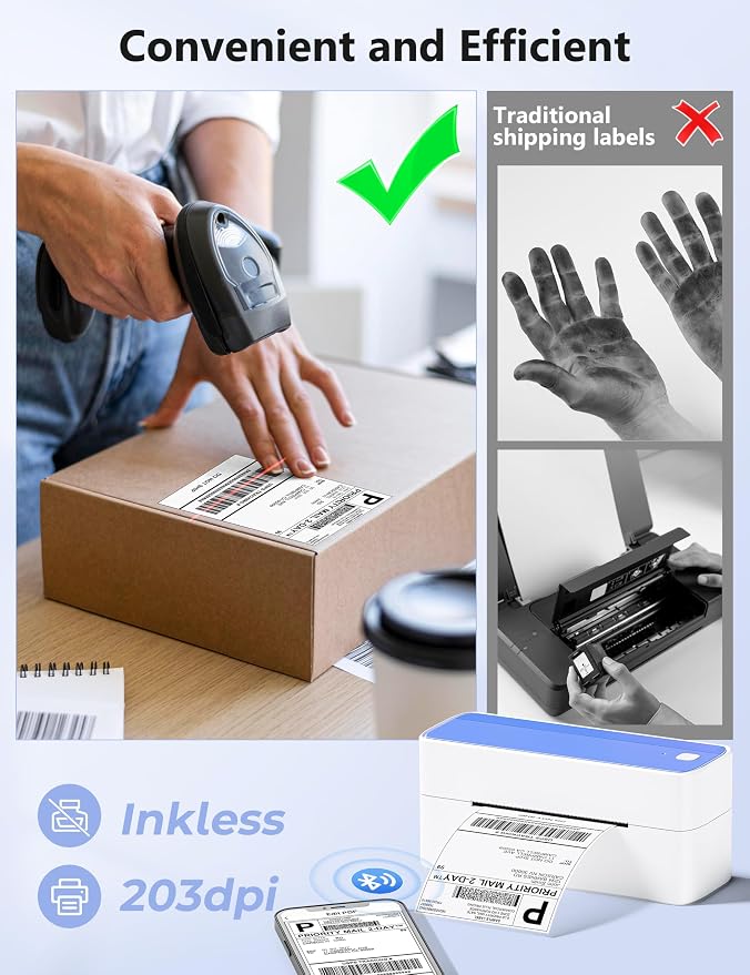 Phomemo Thermal Label Printer, 4X6 Shipping Labels Printer for Small Business, Wireless Label Printers for Package for Phone & Pad & PC, Used for UPS, Shopify, TikTok, USPS, FedEx, DHL, Temu