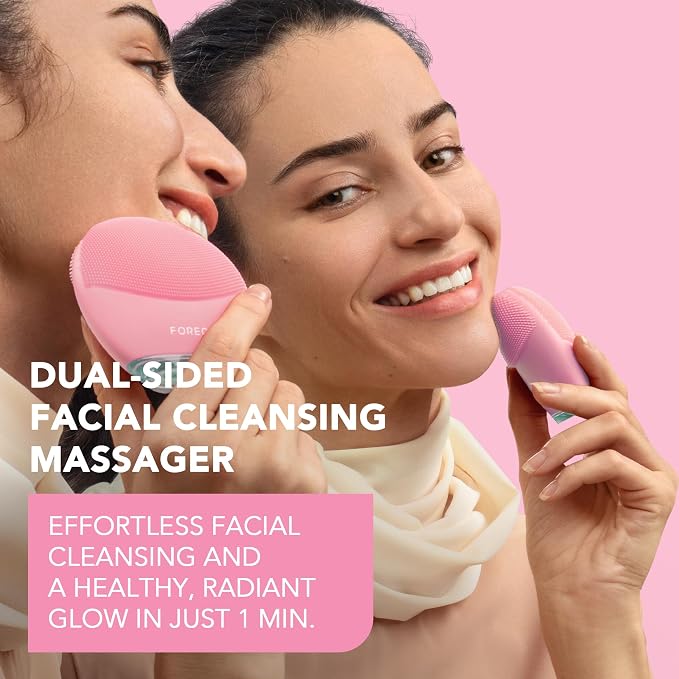 FOREO LUNA 4 mini Face Cleansing Brush & Face Massager - Premium Face Care - Enhances Absorption of Facial Skin Care Products - Simple Skin Care Tools - For All Skin Types- Pearl Pink