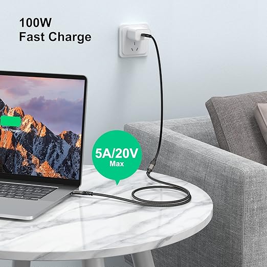 USB C Extension Cable 6.6ft USBC Male to Female Cord Support 4K Video Output, Fast Charge 100W, Data Transfer 10Gbps, USB 3.2 Gen 2 Extender for PC, Monitor, Carplay,Phone,Arzopa, KKY, SSD,Switch,Dock