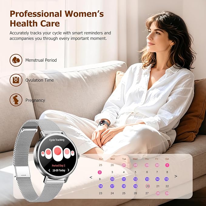 Smart Watch for Women, Answer/Make Call, 1.26" AMOLED Touchscreen Fitness Tracker with Bluetooth Calls, Heart Rate/Sleep Monitor, 120+ Sports Fitness Watch, IP68 Waterproof Smartwatch for Android iOS