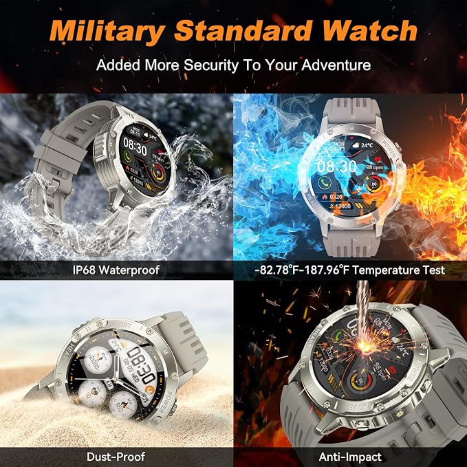 zhizhi Smart Watch for Men Fitness Tracker: Smart Watches for Android Phones iPhone Bluetooth Waterproof Make Answer Call Digital Mens Watches Heart Rate Monitor Running Smartwatch Samsung Compatible