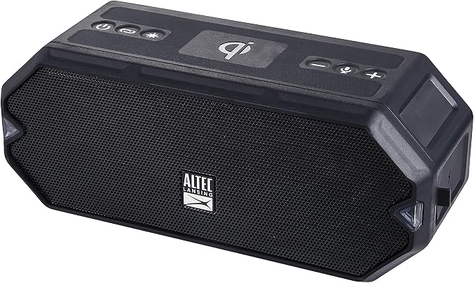Altec Lansing - HydraBlast Wireless Portable Bluetooth Speaker, IP67 Waterproof for Parties, USB C Rechargeable Outdoor Speakers with Built in Phone Charger and LED Lights, 20 Hour Playtime