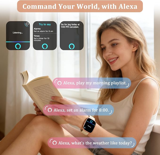 Smart Watch for Women Men, 2026 Upgrade Smartwatch [2 Bands, 44mm case], 1.83" Fitness Tracker Watch Alexa Built-in, Make/Answer Call, HR Sleep Stress Monitor, IP68 Waterproof Step Counter Watch