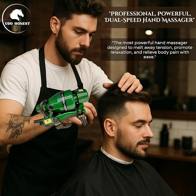 Powerful Double Speed Floating Action for Full Body Massager Corded Electric Powered, Barber Massager Green