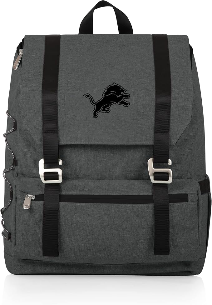 Picnic TIME NFL Detroit Lions OTG Traverse Backpack Cooler - Soft Cooler Backpack - Hiking Backpack, (Heathered Gray)