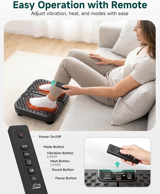 Snailax Foot Massager with Heat & Remote Control, Vibration Feet Massager for Relaxing Foot Massage at Home, Fathers Day Gift for Dad Men