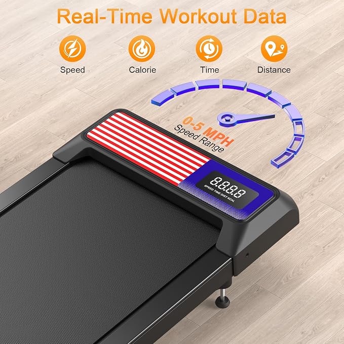 HOELLL Treadmills for Home Small with 0%-8% Incline and APP Sync, Compact Under Desk Walking Treadmill Pad with Handle Bar Removable, Remote Control and LED Display, 2.5HP