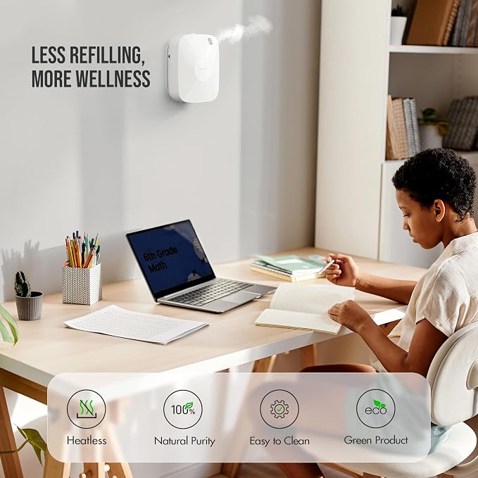 Airversa Smart Waterless Essential Oil Diffuser Scent Air Machine with 12A1V Power Adapter for Large Rooms Spaces Home and Commercial Use, Up to 2000 sq ft 400 mL Capacity Scent Diffuser, White ANA