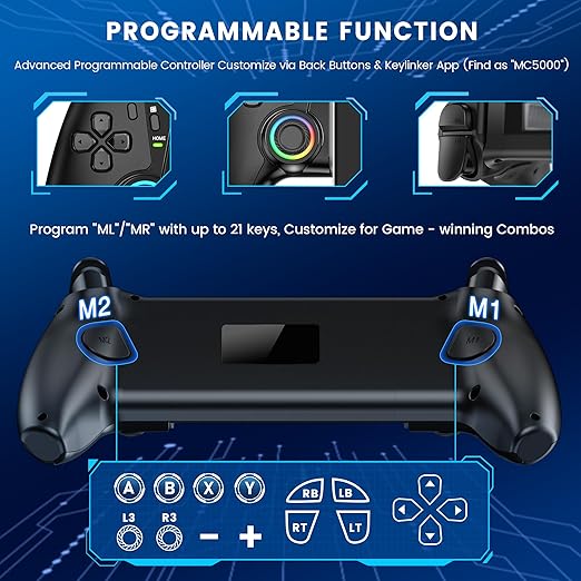 Mobile Gaming Controller for iPhone/Android/Switch 2/Switch/OLED/iPad Mini, Wireless Switch Controller One-Piece Joypad with Hall Effect Joysticks/Hall Triggers Support Xbox Cloud, Steam Link,Black