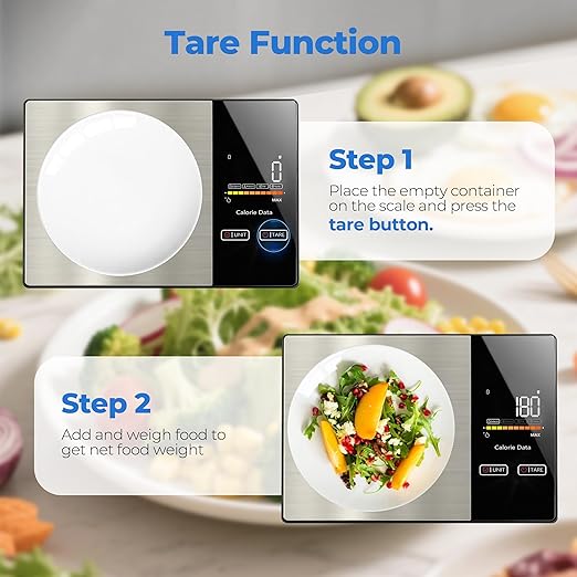 Smart Nutrition Food Scale with App - 1g Precision Digital Kitchen Scale, Tracks Calories & 24 Nutrients, Macros, Fat & Protein for Keto, Fitness & Meal Prep, 11lb/5kg with Tare Function