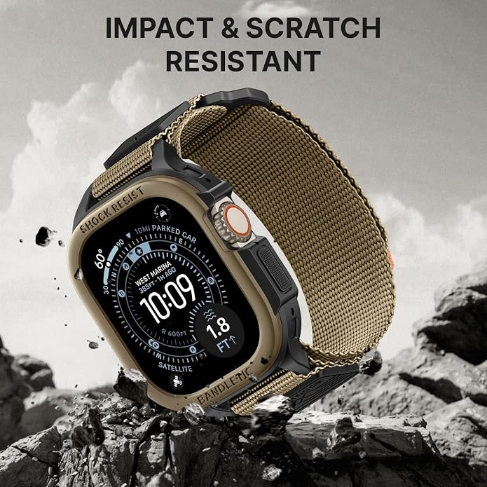 Bandletic Rugged Case with Band Compatible with Apple Watch 49mm(Ultra 3/2/1),46mm(Series 11/10), 45mm(Seriess 9/8/7),44mm(SE3/SE2/SE/6/5/4), Protective Cover Sport Accessories for iWatch Men