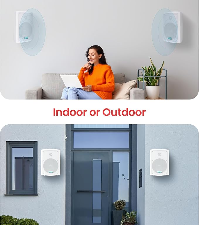 Pyle Home Pyle PDWR63 Dual Waterproof Outdoor Speaker System-6.5 Inch Pair of Weatherproof Wall or Ceiling Mounted White Speakers w/Heavy Duty Grill,Universal Mount-for Use in The Pool,Patio