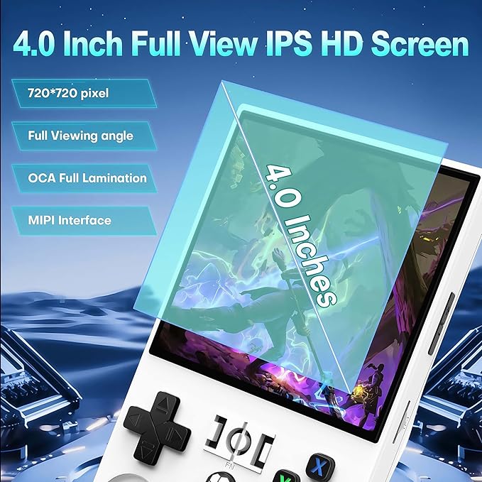 R36MAX Retro Handheld Game Console,4.0" HD IPS Screen,Open Source Linux System,18000+Preloaded Games,64GB Memory,4000mAh Battery Portable Gaming with Gift Card & Premium Bag (White 64Gb)
