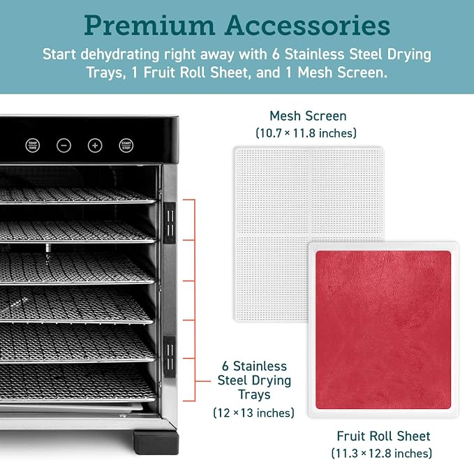 Cosori Food Dehydrator Accessories, Fruit Leather Roll Sheets for 6 Trays CP267-FD and Other Models, BPA-Free, C267-2FR, 2 Pack