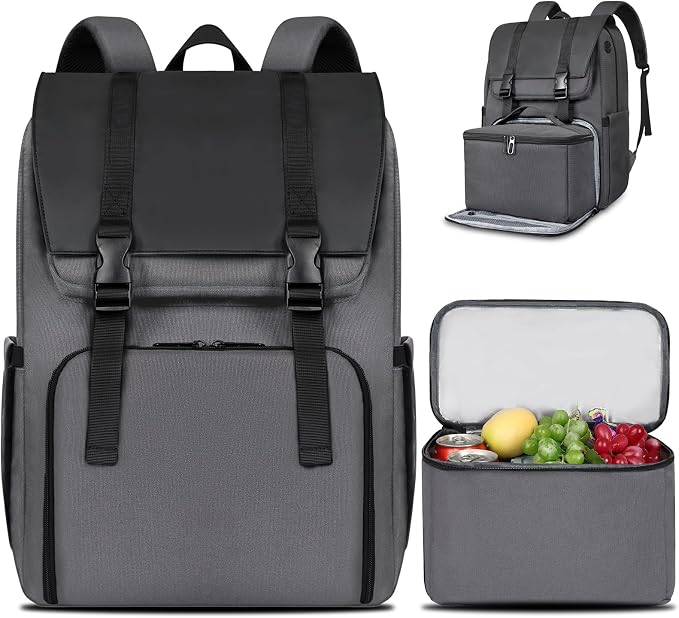 BERTASCHE Lunch Backpack, Laptop Backpack 15.6 inch w/Insulated Cooler Lunch box for Men Women, Vintage Work Backpack for College Business Commuter Travel