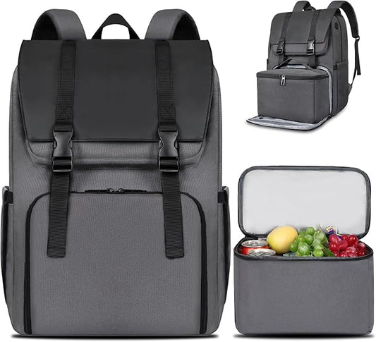 BERTASCHE Lunch Backpack, Laptop Backpack 15.6 inch w/Insulated Cooler Lunch box for Men Women, Vintage Work Backpack for College Business Commuter Travel