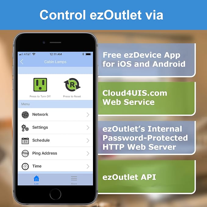 ezOutlet5 - Internet Enabled IP & Wi-Fi Remote Power Switch with Automatic Reboot - iOS | Android | Cloud | Web | Google Home Controllable - Single AC Power Outlet - Model EZ-72b