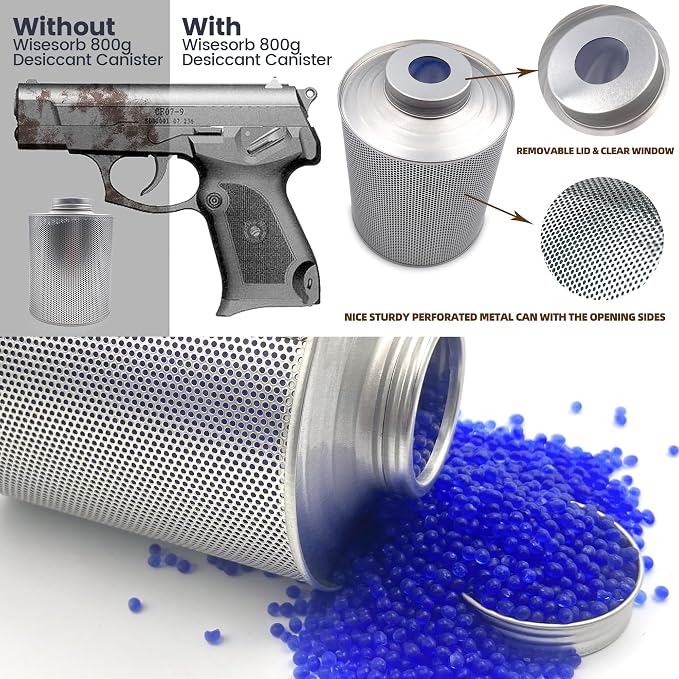 Wisesorb 800 Gram Gun Safe Dehumidifier, 2 Pack of 1.77 LBS Rechargeable Dehumidifier Blue to Pink Silica Gel Desiccant Moisture Absorbers, Dehumidifiers for Room, Bedroom, Safe, Closet, Bathroom, Car