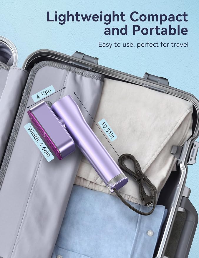 Steamer for Clothes,Sundu Portable 2-in-1 Travel Steamer&Iron,15s Fast Heat-up,100ml Water Tank,Ironing Gloves,25 Min Powerful Continuous Steam,1000W&4 Modes Light Steam Iron for Travel&Home(Purple)