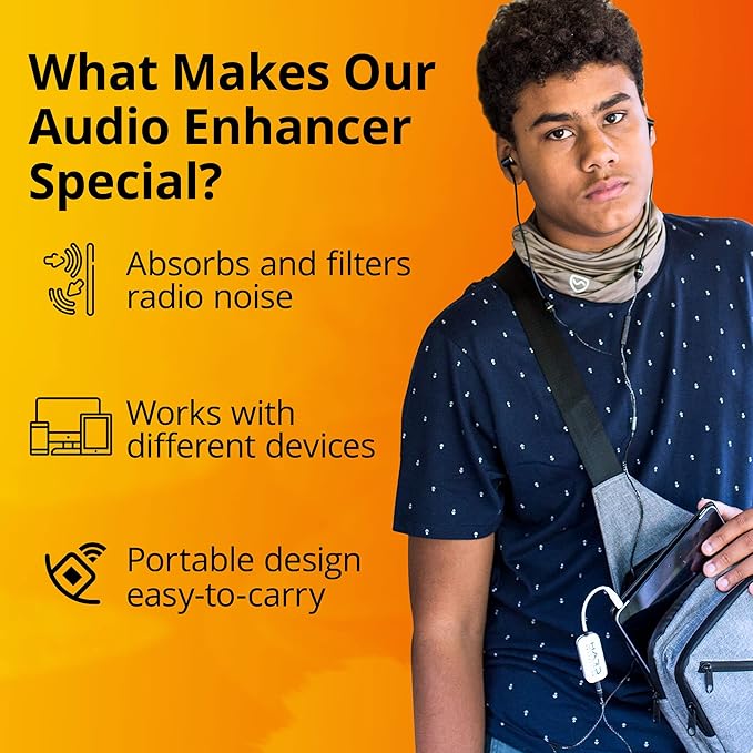 SYB Shield Your Body Headset Audio Quality Enhancer, Air Tube Alternative, Wire Headphone Audio Filter, Headphone Jack Adapter Compatible with 5G Devices, Includes USB C to 3.5mm Audio Adapter