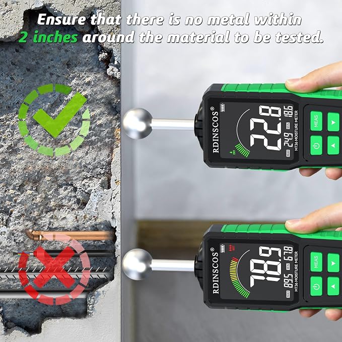 Pinless Moisture Meter for Drywall for Wood and Wall | Ball type Moisture Readers;5-40mm Depth; Custom Alarm Threshold