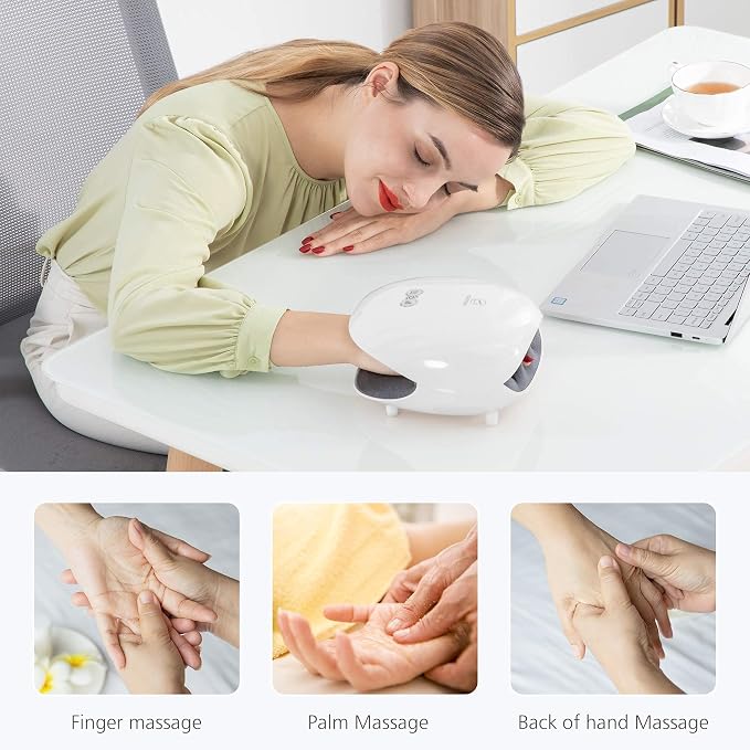 COMFIER Wireless Hand Massager with Heat -3 Levels Compression & Heating, Electric Scalp Massager, Head Massager with 4 Soft Silicone Massage Heads, Portable Hair Massager for Hair Growth