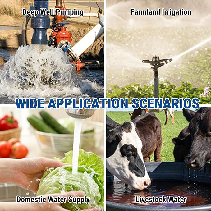 3HP Deep Well Submersible Pump 230V/60Hz, 4 Inch Stainless Steel Water Pump with 33ft Cord, 37GPM Flow 640ft Head, IP68 Waterproof Built-in Controller for Industrial, Irrigation, Home Use