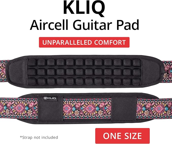 KLIQ AirCell Guitar Strap for Bass & Electric Guitar with 3" Wide Neoprene Pad and Adjustable Length