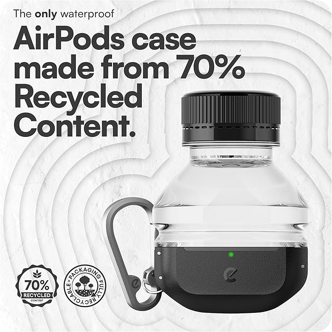 Keybudz for Waterproof AirPods Pro 3 Case with Lock - IP68 Waterproof and Dust Proof, Shockproof Protector, Heavy Duty Rugged Protection, Drop Proof Hard Cover for AirPods Pro 3rd Gen (Carbon Black)